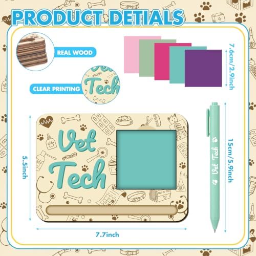 Kosiz 10 Set Wooden Sticky Note Holder Kit, Vet Tech Week, Colorful - Image 2