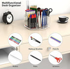 360° Rotating Marker Organizer Holder, Acrylic Pen Pencil Cup Storage - Image 3