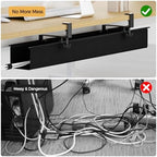 Under Desk Cable Management Tray 39.7" - No Drill Computer Wire Organizer Cable Tray, Cord Hider Clamp Mount with 16X Cable Ties PC Cables Management Cord Holder for Office/Home (Upgrade Fabric,Black) - Image 5
