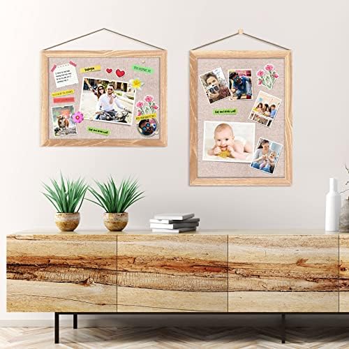 Teling 6 Pack Wood Bulletin Boards with Linen 12''x 16'' Cork Board for Walls with 60 Pushpin Decorative Wood Framed Display for Classroom School Office Bedroom (Brown) - Image 6