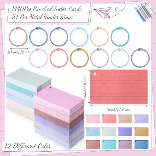 Ctosree 1440 Pcs Back to School Index Cards, 3 x 5 Inch, Vintage Color - Image 2