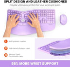 MEETION Ergonomic Keyboard Mouse Combo, Split Design Vertical Mouse, Purple - Image 2