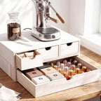 Wooden Pod Holder Drawer Coffee Tea Box, Quadruple, White by Unknown