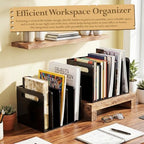 Didaey 1 Pack Acrylic Magazine File Holder, 5 Vertical Compartments Desk Sorter Organizer Magazines Documents Books Accessories Black Folder Rack Binder for Office Home(B5, 5 Sections, Black) - Image 4