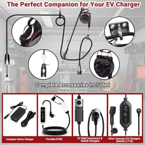 Wayona EV Charger Holder Cable Retractor, Wall Mount for Tesla&Universal EV - Image 4
