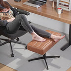 VECELO Under Desk Footrest, PU Ergonomic Foot Rest with Comfort Padding, Height Adjustable for Relieving Leg Pain, Stiffness, and etc, Brown - Image 3