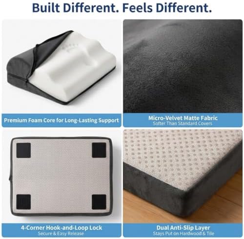Foot Rest for Under Desk at Work, Ergonomic Footrest Stool, 3 Adjustable Heights Foam Cushion Pillow for Leg & Feet Support, Non-Slip Washable Cover for Office Gaming Chairs, Computer Desk, Home, Car - Image 5