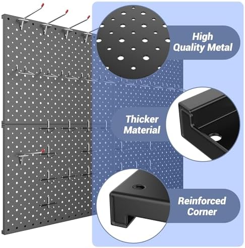 WALMANN 4-Pack 12"x16" Metal Pegboard Panels, Tool Organizer Pegboard - Image 4
