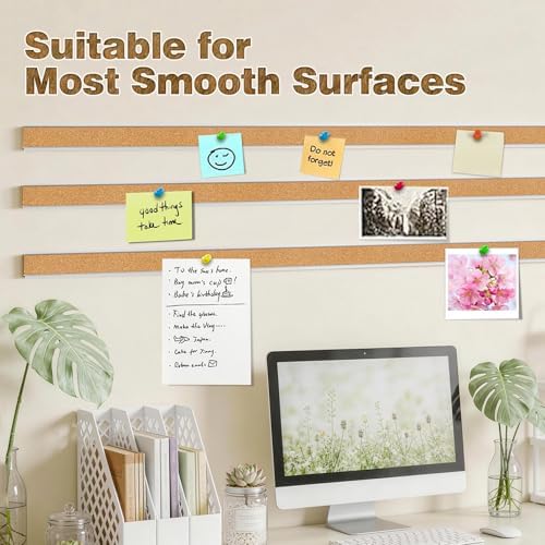 LILXIU 5 PCS Aluminum Trim Cork Board Strips for Walls 45.66 * 1.18 Inch Cork Strips Bulletin Bar Strip with Accessories Bulletin Board Strip for Home Office Classroom Decor - Image 4