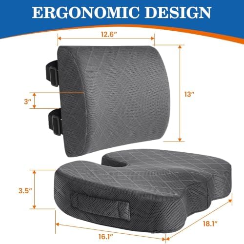 Back&Seat Cushion, Chair Cushions, Lumbar Back Support Pillow, Grey/X-Large - Image 2