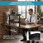 3 Tier Clamp on Desk Shelf,Desktop Organizer with Under Desk Hidden Basket - Image 3