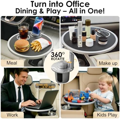 Car Desk for Laptop 360° Rotating Tesla Tray with Cup Holder Phone Stand - Image 6