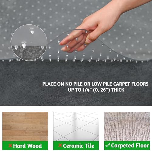 100pointONE Extra Large Office Chair Mat for Carpet, 45" x 53" Clear Desk Chair Mat for Low Pile Carpeted Floors- Easy Glide Plastic Floor Mat for Office Chair on Carpet - Image 4