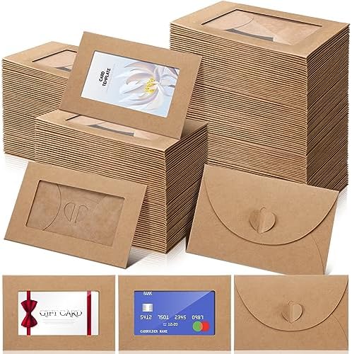 Uiifan 300 Pcs Window Gift Card Envelopes 4x2.8 Inch,Brown by Uiifan