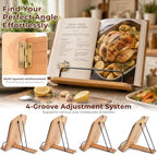 Cookbook Stand for Kitchen Counter, Solid Wood Adjustable with Built-in Kitchen Conversion Chart, Recipe Book Holder for iPad Tablet Cookbooks, Foldable & Portable with Non-Slip Base - Image 5