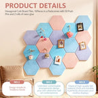 6.7 x 5.9 in 16 Pcs Hexagon Cork Board Tiles, Felt Pin Boards, Pastel - Image 4