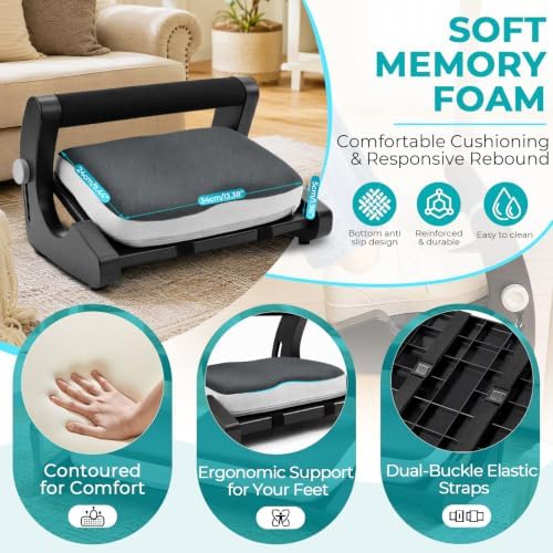 5-Level Adjustable Foot Rest Under Desk, Ergonomic Footrest with Removable Memory Foam and Massage Roller, Sturdy Office Foot Stool and Leg Support for Work & Home, Non-Slip Base, Black - Image 4