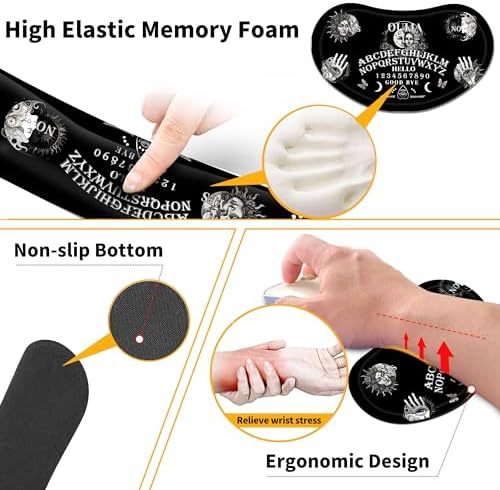 Large Gaming Mouse Pad Set 35.4 x 15.7 with Keyboard Wrist Rest, Wrist Support, and Coaster Memory Foam Smooth Desk Pad Mousepad for Home Office School - Ouija Board - Image 6