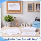 Yexiya 250 Pcs 5 x 8 Inch Index Cards with Rings Hole Punched Notecards - Image 2