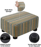 CAROLMADE Small Foot Stool Ottoman Footstool with Legs Under Desk Footrest for Living Room Bedroom and Office,Linen-Stripe Green - Image 5