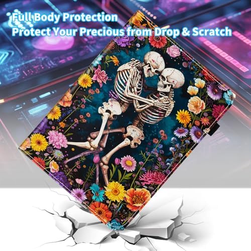 Case for Samsung Galaxy Tab S11 Ultra 14.6 Inch 2025(SM-X930/X936B),Card Slot PU Leather TPU Case Pen Holder Auto Wake Sleep,Flower Skull - Image 3