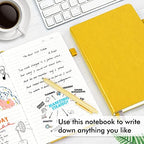 12 Pack Notebooks Journals Bulk with 12 Black Pens, Feela A5 Hardcover Notebook Classic Ruled Journal Set with Pen Holder for School Business Work Travel Writing, 120 GSM, 5.1”x8.3”, Yellow - Image 4