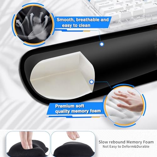 Large Gaming Mouse Pad+ Keyboard Wrist Rest Set, Ergonomics Memory Foam Mouse Mat Wrist Rest Support, Waterproof Extended Mousepad 31.5x11.8in, African American Women Black Girl Black Desk Pad - Image 4