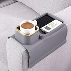 HMASYO Couch Cup Holder Tray – Weighted Silicone Sofa Armrest Organizer Table with Anti-Spill Coaster, Easy Reach for Drink, Snacks, Remote & Phone, Non-Slip Base, Easy Clean by HMASYO