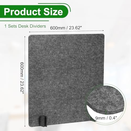 PATIKIL Desk Dividers 24" x 24", 1 Pack Desk Privacy Panel Freestanding Noise Reducing Partition Acoustic Panel with 4Pcs Support Feet for Testing Office Home Library, Dark Gray Style B - Image 2