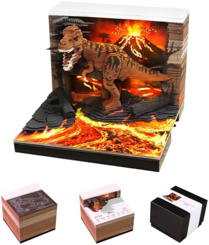3D Art Calendar Memo Pad 2027,Desk Time Piece Calendar 3D Tyrannosaurus Rex Notepad Creative Rip Away Calendar Paper Carving Note by Dawnvive