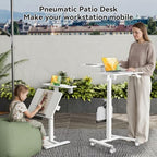 24" Mobile Standing Desk, Tiltable Top with 2-Tier Shelves, White - Image 2
