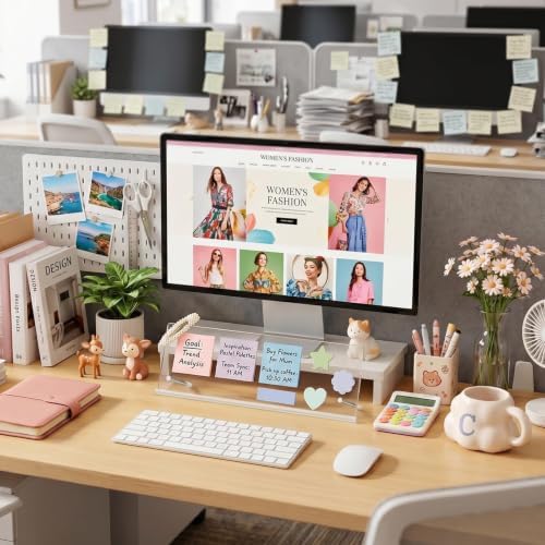 Monitor Memo Board Holder 14"x5", 2pcs Office Organization Memo Holders for Computer Sticky Note Holder, Space-Saving Under Monitor, Movable & Reusable, Screen Saver for Office & Home Desktop Decor - Image 7