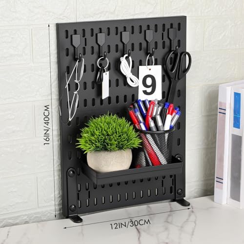 Marspark Clamp on Desk Pegboard 24" x 16" Plastic Peg Board Privacy Divider Desk Partition Panel Office Accessory Organizer Black No Drill Mounted Pegboard for Home Office Gaming - Image 3