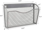 EASEPRES 6 Single Pocket Mesh Hanging File Organizer, Vertical Wall Mounted Magazine File Holder, Mount Basket Mail Paper Document Folder Organizing for Office, Home and School, Silver - Image 2