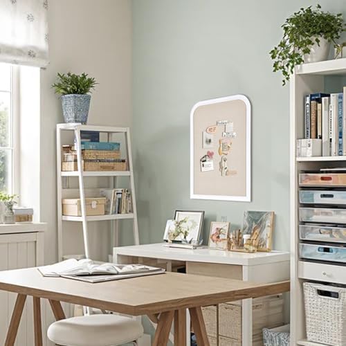 Bulletin Board with Linen, 31.5x23.6 inches Bulletin Board with White Wood Style Frame, Decorative Hanging Pin Board Vision Board Message Board for Office School Home Decor(2R&2S,L-6080,1p) - Image 5