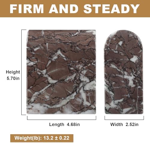 Koville Turkish Natural Marble Bookends for Shelves, Decorative Book Ends, 13lbs Heavy-Duty Marble Book Holders, Bookshelf Apartment Decor for Normal Books/CD/Video Games(Leopard) - Image 2