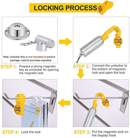 LeaGerous 200 Pcs Magnetic Peg Hook Stop Lock 6mm, Display Hook Magnet Security Locks Compatible with 4.5-5.9mm pegboard for Retail Store and Shopping Center (Yellow) - Image 4