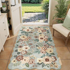 DUKINO 3x5 Area Rugs, Non Slip Floral Washable Rug for Bedroom, Sage Green by DUKINO