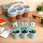 6 Pack Plastic Classroom Caddy Organizer with Handle, 6 Compartment, Boho - Image 7