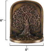 CRAFTSMAN ROAD Tree of Life Bookends, Antique Brass, 2 Decorative Bookends for Shelves or Bookcase, Cast Iron, Non-Skid Heavy Bookends, Home Décor Gift - Image 6
