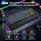 RK ROYAL KLUDGE S108 Typewriter Mechanical Keyboard, Wired Gaming Keyboard with Number Pad, Full Size Retro Keyboards w/Detachable Wrist Rest for Mac/Win/PC, Clicky Blue Switch, Rainbow Backlit Black - Image 2