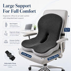 Lumbar Support Pillow for Office Chair, L-Shaped Memory Foam Seat Cushion with Back Support, Ergonomic Office Chair Cushion with Breathable Washable Cover, Non-Slip Base (Black) - Image 7