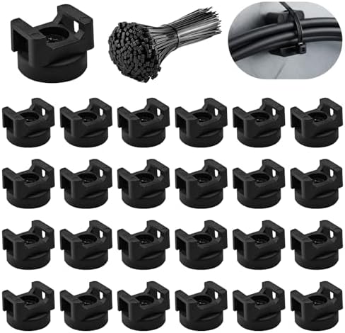 24pcs 22mm Magnetic Zip Tie Mount, Multi-Functional Cable Holder, Suitable for Industrial Cable Management and Home Cable Organizing. 24 Mounts and 100 Nylon Cable Ties by Unknown