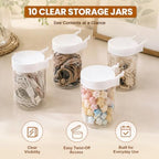 20PCS Pegboard Organizer Accessories, 10 Clear PET Jars with Lids & 10 Open ABS Bins, Fits 1/8” & 1/4” Pegboards, Wall Organizer Set for Garage, Workshop, Craft Room, Office & Home - Image 4