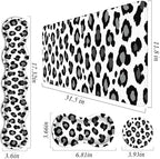 Mouse Pad Set,(31.5×11.8 in) Desk Pad + Keyboard Wrist Rest Support + Mouse Wrist Rest + Coaster for Office,Home,Computer,Laptop - 4 Black and White Leopard Print - Image 3