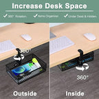 ROSYLINE Under Desk Storage Basket Hanging Drawer Tray, Clamp On Organizer - Image 3