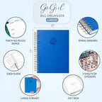 GoGirl Budget Planner & Monthly Bill Organizer with Pockets, Blue - Image 2