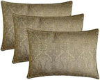 Antique Gold Decorative Lumbar Pillow Cover 12" x 20" | Pack of 2 Contemporary Jacquard Oblong Cushion Cover Damask | Antique Gold Textured Fabric Pillowcases for Bed, Couch & Sofa - Golden Aura - Image 7
