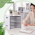 Juexica 9 Tier 8.5" x 11" Scrapbook Paper Organizer, White Cardstock File Organizer with Adjustable Shelves, Stackable Paper Trays, Desktop Storage Rack Document Holder for Desk Home Office - Image 6