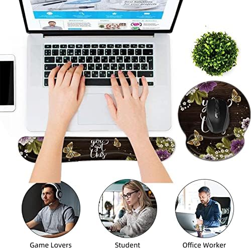 Bxgolkgd Keyboard Wrist Rest and Mouse Pad Wrist Support Set,Ergonomic Memory Foam Wrist Pad & Non Slip Base for Home Office Working Studying Easy Typing,Pain Relief,Flower Butterfly You Got This - Image 6